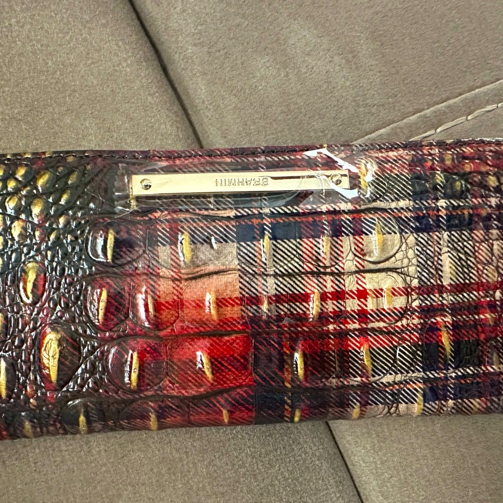 NEW Brahmin wallet in flannel. So versatile! Perfect for fall and winter.
